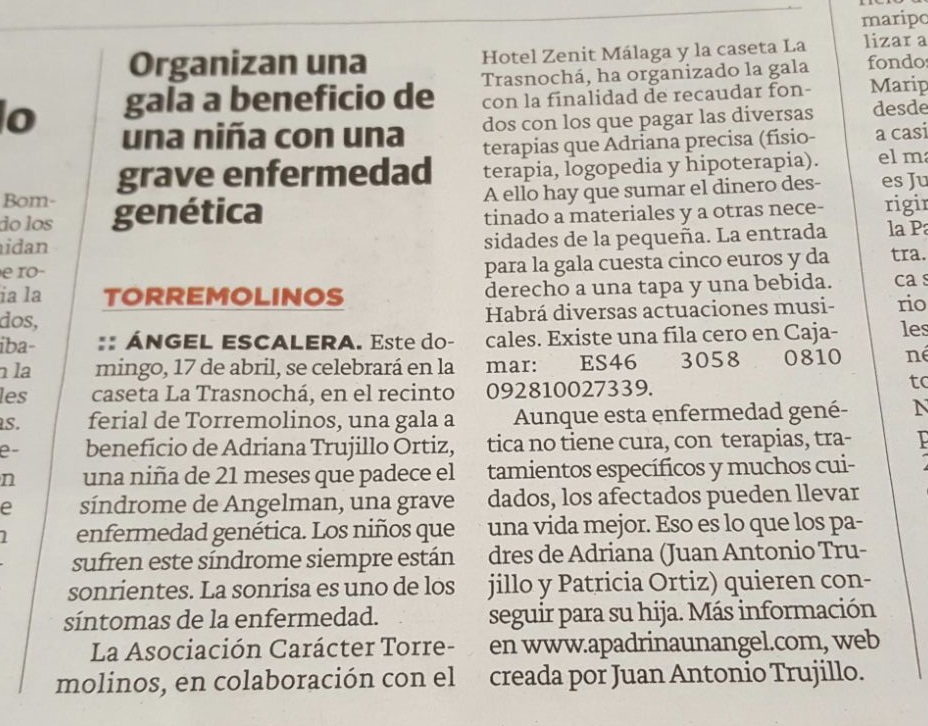 Diario Sur, Síndrome de Angelman, Apadrina un Ángel